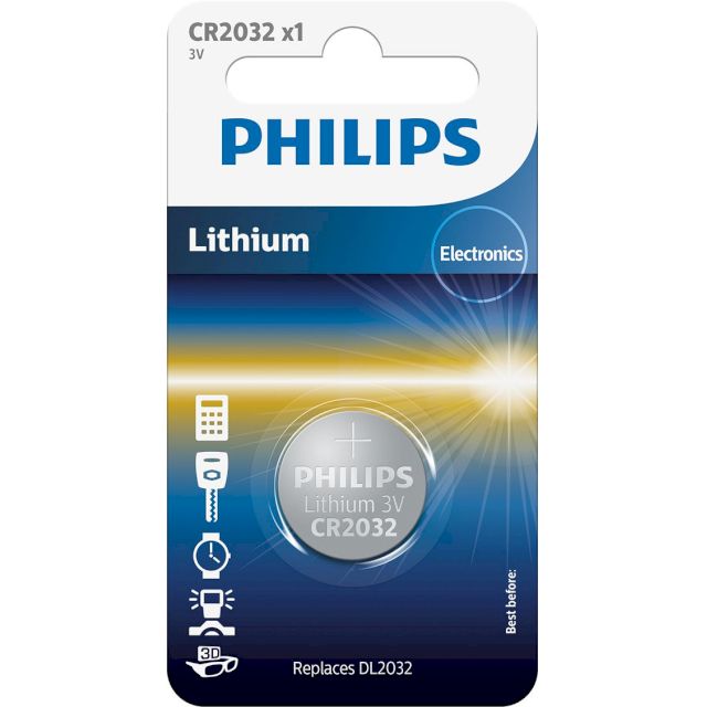 Pile Bouton CR2032 Lithium 3V 210mAh Philips