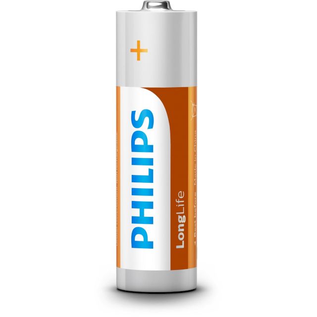 12 Piles Salines R6 AA Zinc Carbone Longlife 1.5V Philips