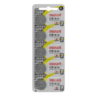 5 Piles Bouton CR1616 Lithium 3V 55mAh Maxell