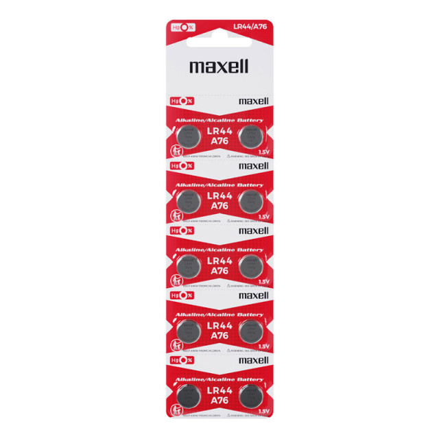 10 Piles LR44 A76 AG13 Alcaline 1.5V Maxell