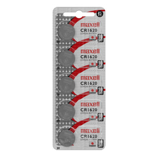 5 Piles Bouton CR1620 Lithium 3V 78mAh Maxell