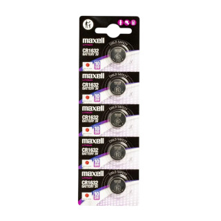 5 Piles Bouton CR1632 Lithium 3V 140mAh Maxell