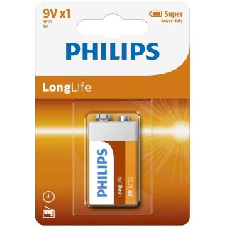 Pile Saline 9V 6F22 Zinc Carbone Longlife Philips