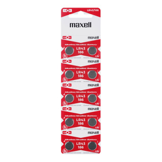 Piles Boutons LR43 186 Alcalines 1.5V x10 MAXELL