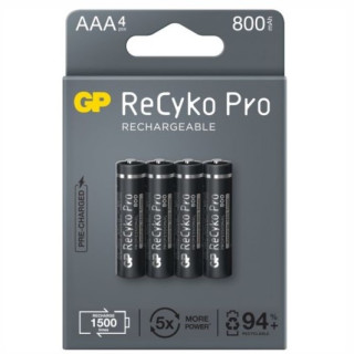 Piles Rechargeables NiMH AAA HR03 1.2V 800mAh Recyko Pro BL4 GP