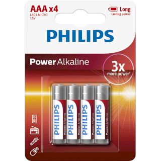 4 Piles LR03 AAA Power Alcaline 1.5V Philips