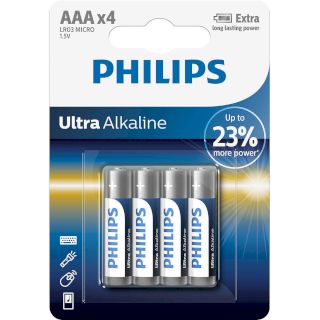 4 Piles LR03 AAA Ultra Alcaline 1.5V Philips