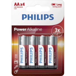 4 Piles LR6 AA Power Alcaline 1.5V Philips