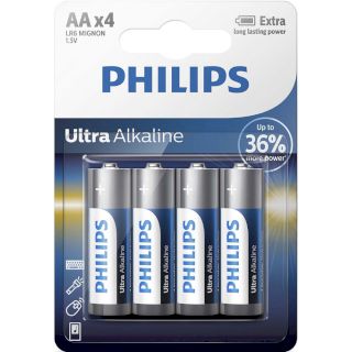 4 Piles LR6 AA Ultra Alcaline 1.5V Philips