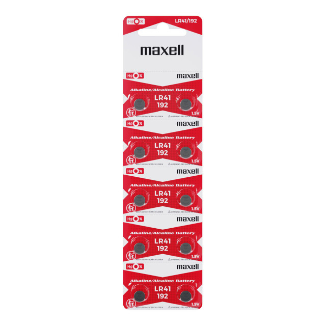 10 Piles Boutons LR41 Alcaline 1.5V Maxell